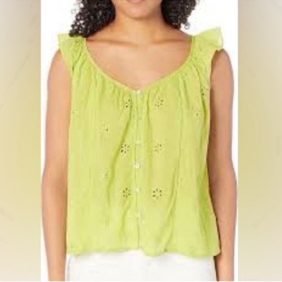 NWT! Velvet by Graham & Spencer Women's Green Floral Eyelet Coco Tank-Top Large - Picture 3 of 3